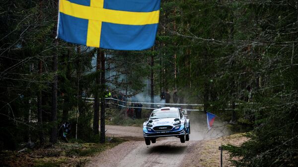 Участник этапа чемпионата мира по классическому ралли (WRC) в Финляндии (Тысяча озер)