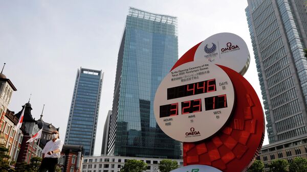 Часы отчета до начала Олимпийских игр в Токио, Япония
