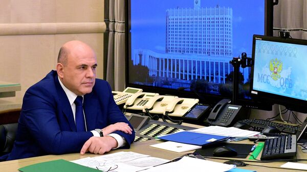 Председатель правительства РФ Михаил Мишустин в режиме видеоконференции принимает участие в совещании по информационным технологиям и связи