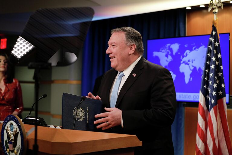 Госсекретарь США Майк Помпео во время выступления в Госдепартаменте в Вашингтоне
