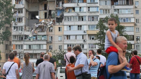 Жилой девятиэтажный дом в Киеве, где произошел взрыв бытового газа