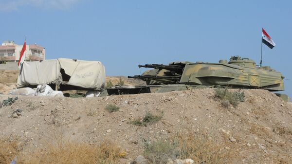 Зенитная самоходная установка Шилка на позиции 10-й дивизии 2-го корпуса Сирийской Арабской Армии у города Катана в Сирии