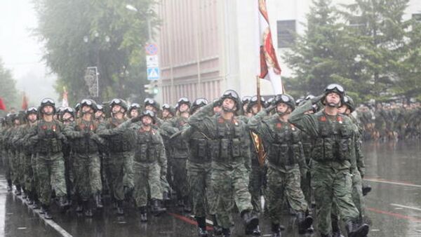 Военный парад Восточного военного округа в Хабаровске в честь 75-летия Победы. 24 июня 2020