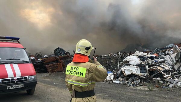 Пожар на полигоне ТБО в Норильске