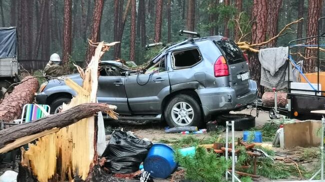 Разрушенный  палаточный лагерь на берегу озера Маслеево в Дзержинском районе Красноярского края