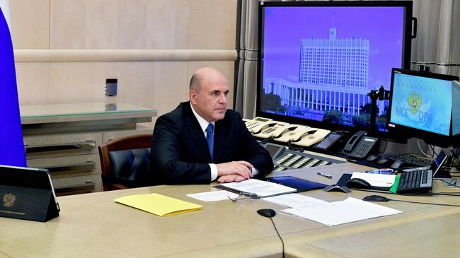 Председатель правительства РФ Михаил Мишустин проводит совещание с членами кабинета министров РФ