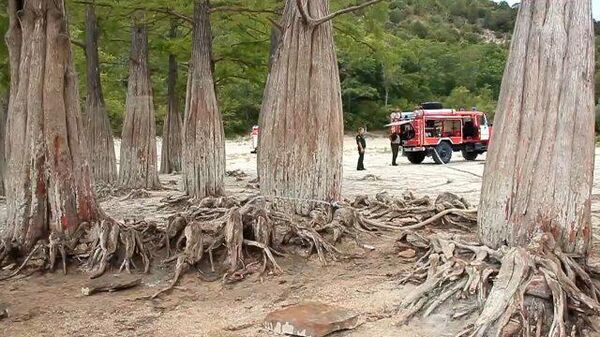 Пожарные спасают пересохшее озеро кипарисов