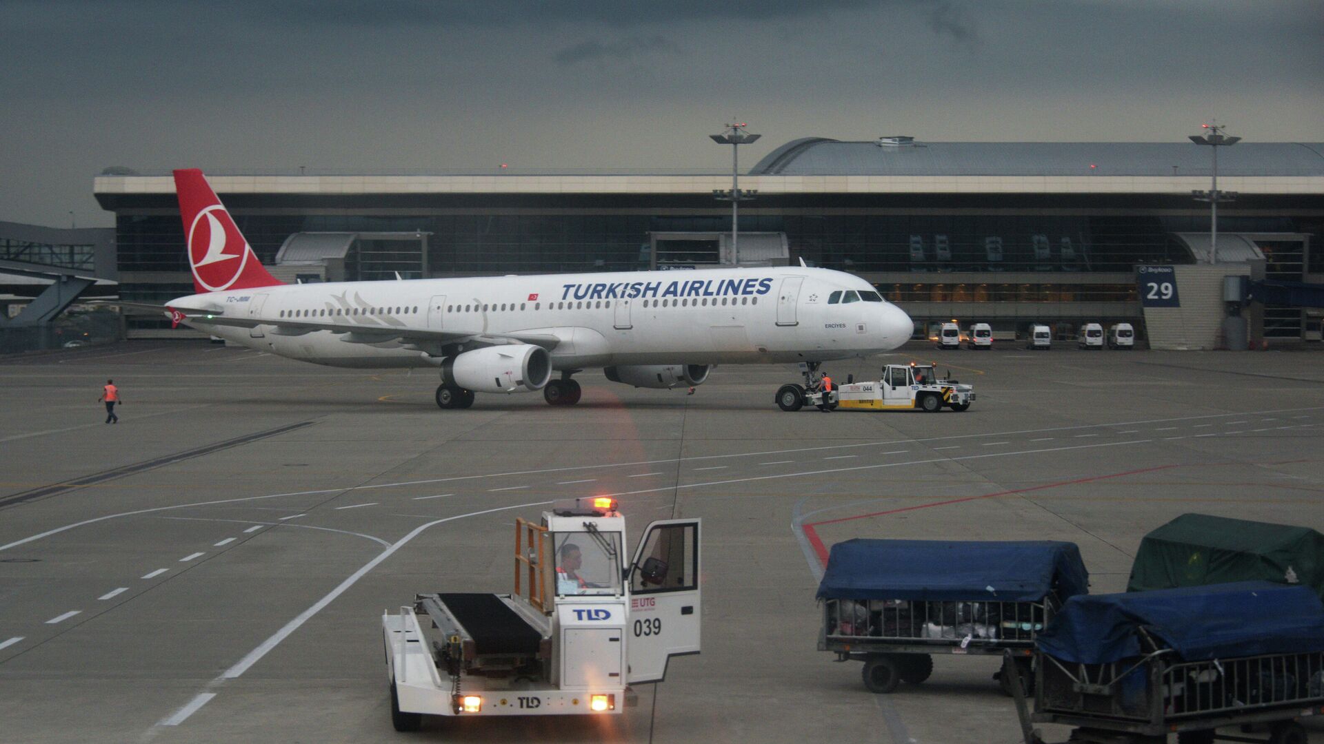 Самолет Airbus A321 авиакомпании Turkish Airlines в аэропорту Внуково в Москве - РИА Новости, 1920, 01.08.2020