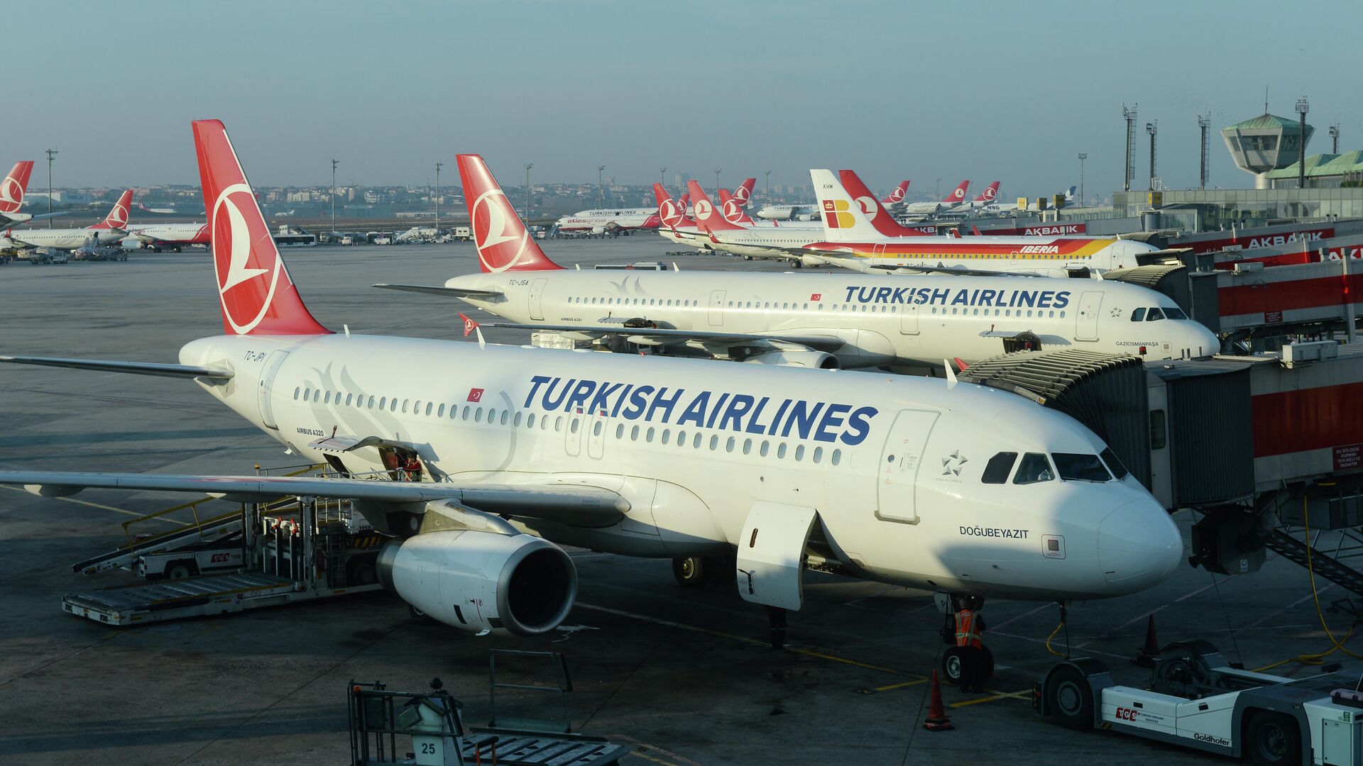Самолеты авиакомпании Turkish Airlines в Международном аэропорту имени Ататюрка в Стамбуле - РИА Новости, 1920, 14.04.2021