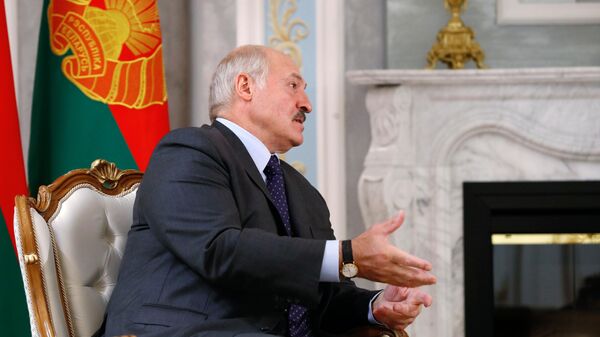 Президент Белоруссии Александр Лукашенко во время встречи с председателем правительства РФ Михаилом Мишустиным в Минске
