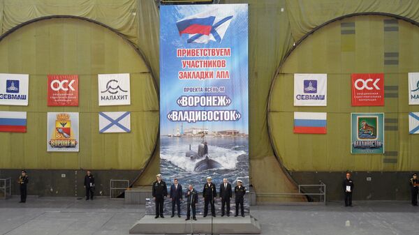 Торжественная церемонии закладки двух подводных лодок проекта Ясень-М — АПЛ Воронеж и АПЛ Владивосток 