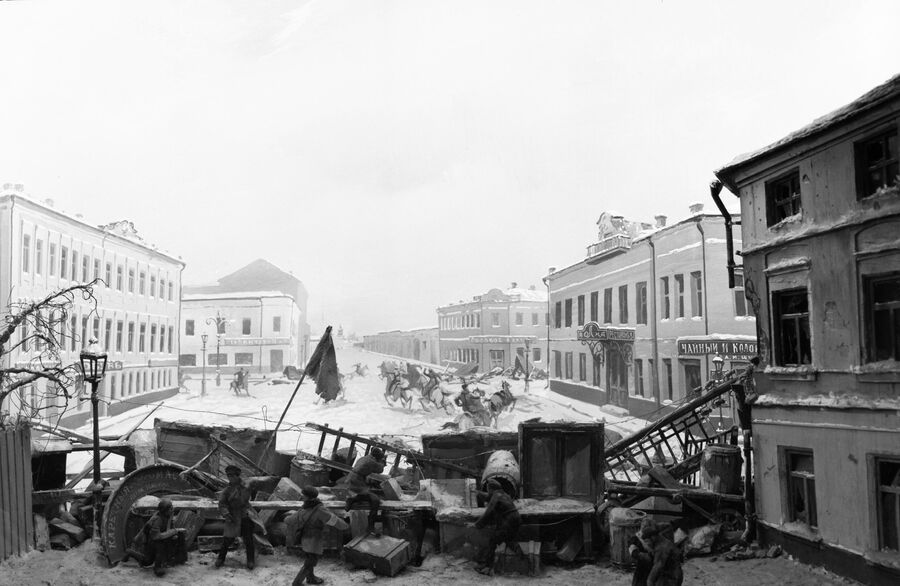 Бой у баррикады на Пименовской (Краснопролетарской) улице. Москва, 1905 год