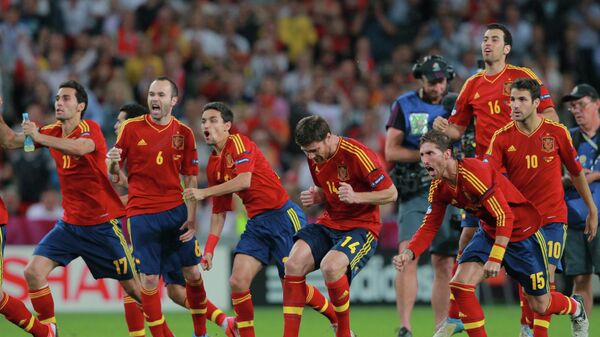 Футболисты сборной Испании в полуфинале чемпионата Европы-2012