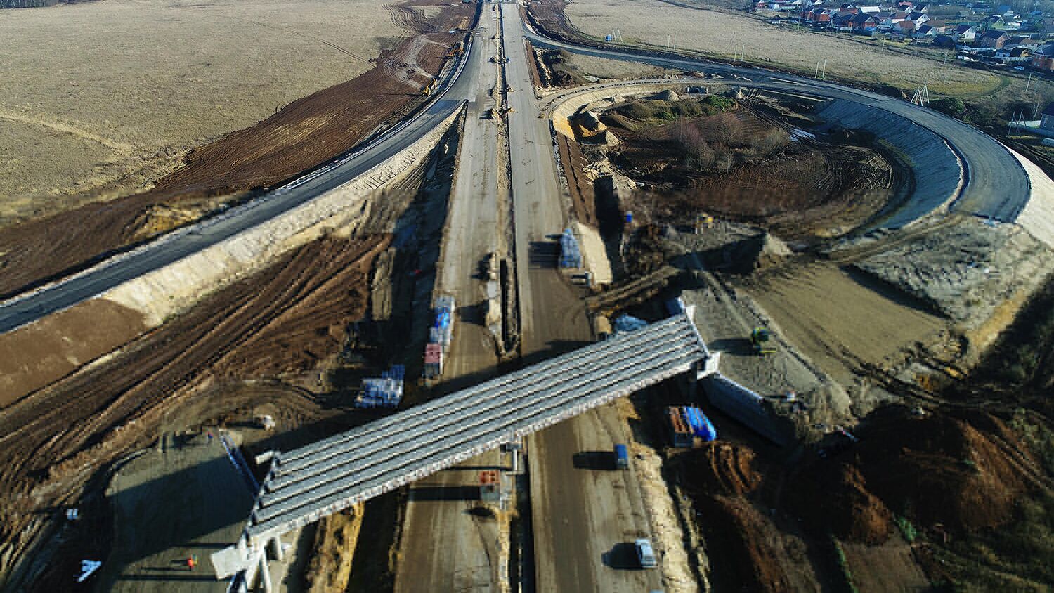 Строительство развязки четвертого пускового комплекса Центральной кольцевой автомобильной дороги - РИА Новости, 1920, 02.12.2021