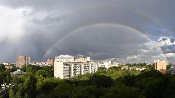 Двойная радуга над Москвой