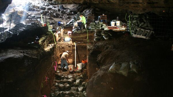 Археологические раскопки в пещере Холла 