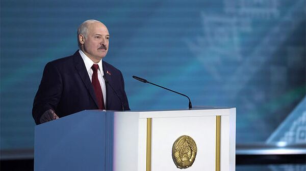 Президент Белоруссии Александр Лукашенко во время ежегодного послания к белорусскому народу и Национальному собранию