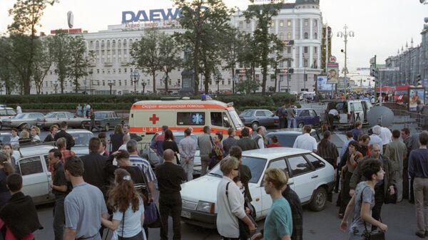 На Пушкинской площади после взрыва в подземном переходе