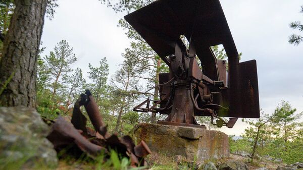 Зенитное орудие времен Великой Отечественной войны на острове Большой Тютерс в Финском заливе