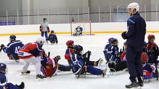Тренировочная игра по следж-хоккею команды Полярные волчата из Москвы Тренировочная игра по следж-хоккею команды Полярные волчата из Москвы