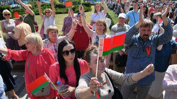 Митинг в поддержку действующего президента Белоруссии Александра Лукашенко