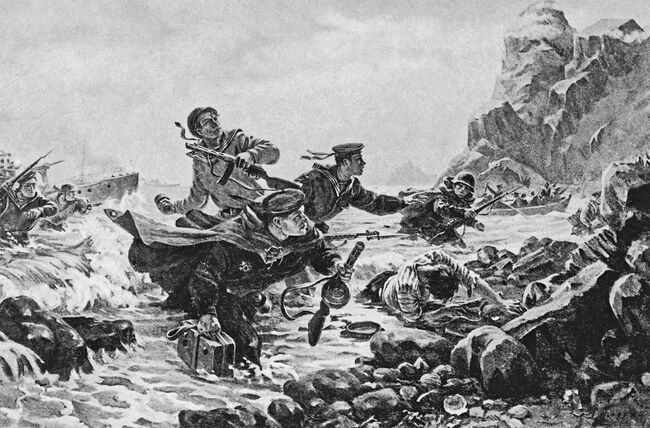 Репродукция картины Десант на Курильских островах художника Андрея Плотнова Репродукция картины Десант на Курильских островах художника Андрея Плотнова