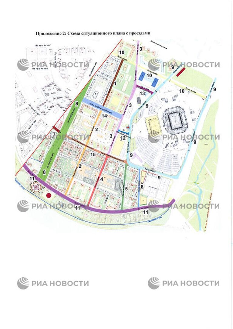 Схема названия улиц у стадиона Открытие Арена
