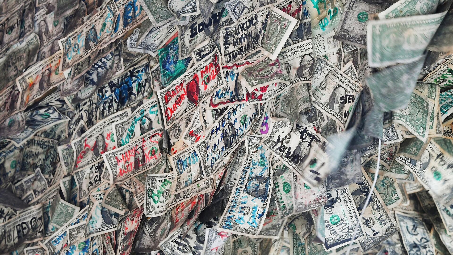 Банкноты, использованные в интерьере кафе на острове Ки-Уэст в штате Флорида - РИА Новости, 1920, 20.08.2020