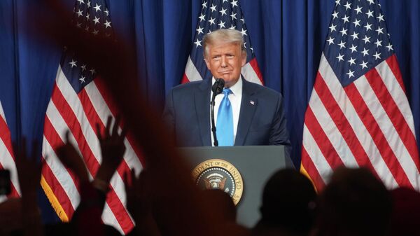 Президент США Дональд Трамп выступает на съезде Республиканской партии США 