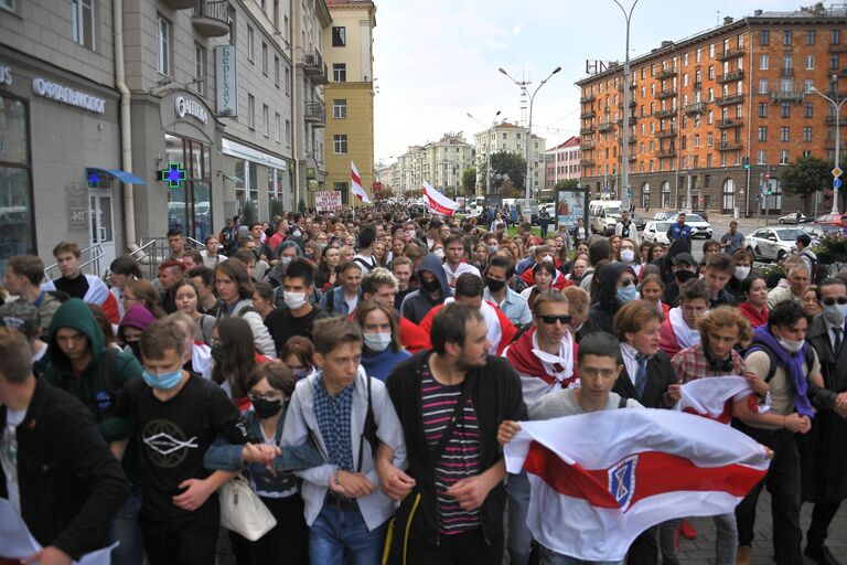 Участники студенческой акции протеста в Минске