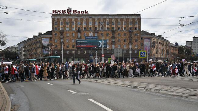 Участники студенческой акции протеста в Минске