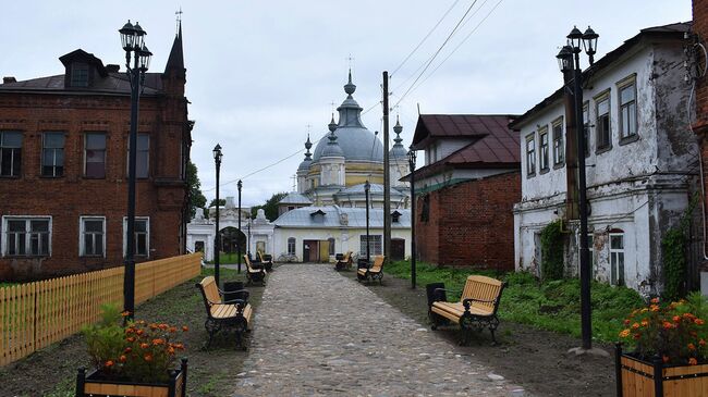 Прогулочная зона Купеческий дворик в Усть-Кубинском районе Вологодской области