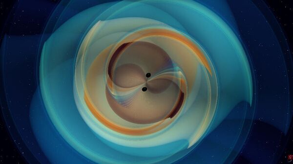 Численное моделирование двух черных дыр, которые движутся по спирали и сливаются, испуская гравитационные волны