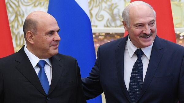 Председатель правительства РФ Михаил Мишустин и президент Белоруссии Александр Лукашенко