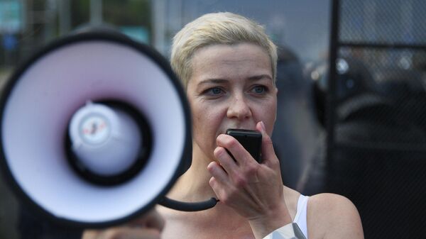 Мария Колесникова во время акции протеста оппозиции в Минске