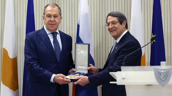 Министр иностранных дел РФ Сергей Лавров и президент Кипра Никос Анастасиадис