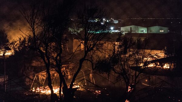 Пожар в лагере мигрантов Мориа в Греции