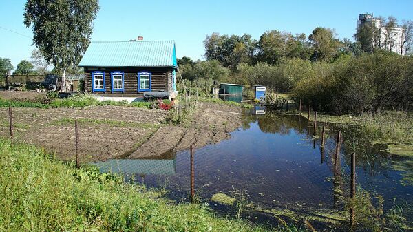 Последствия паводка в микрорайоне Красная речка в Хабаровске