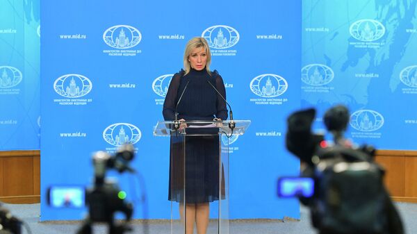 Официальный представитель Министерства иностранных дел России Мария Захарова во время брифинга