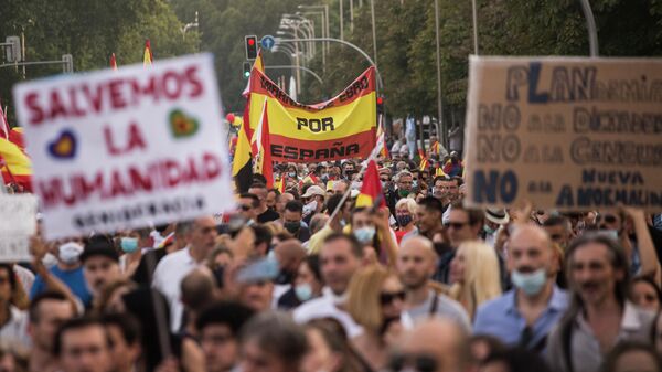 Участники антиправительственной акции в Мадриде