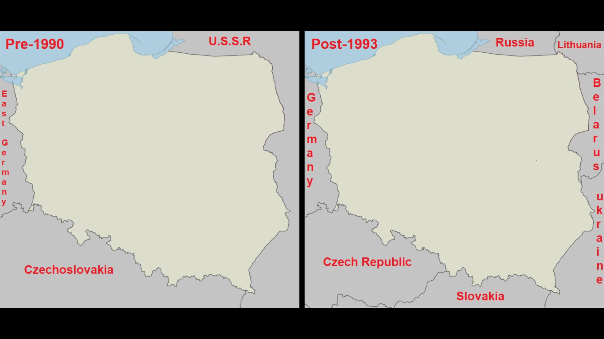 Карта Польши до 1990 и после 1993 года - РИА Новости, 1920, 15.09.2020