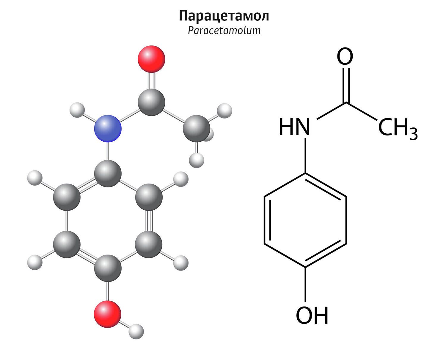 Структурная химическая формула параацетиламинофенола (парацетамол) - РИА Новости, 1920, 16.09.2020