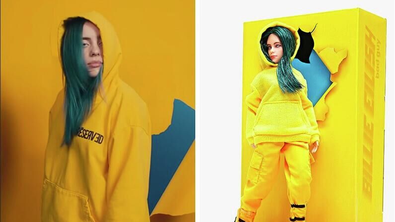 Скриншот клипа Billie Eilish Bad guy и игрушка в виде певицы - РИА Новости, 1920, 23.09.2020