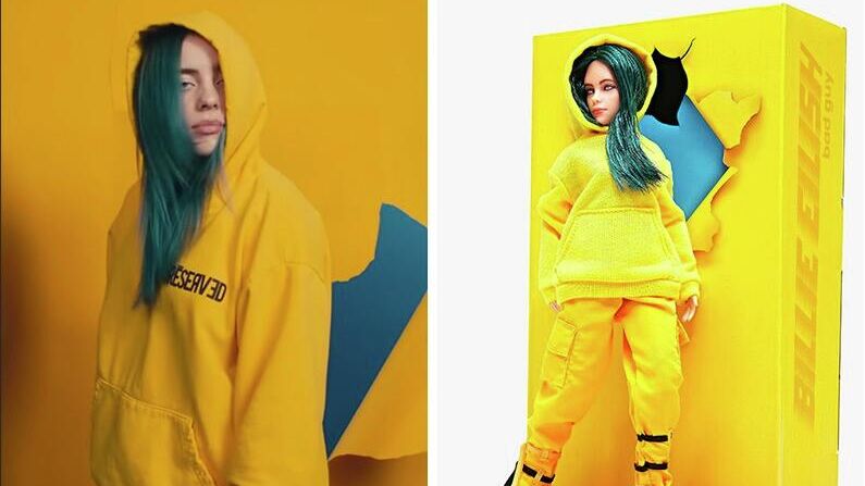 Скриншот клипа Billie Eilish Bad guy и игрушка в виде певицы - РИА Новости, 1920, 23.09.2020