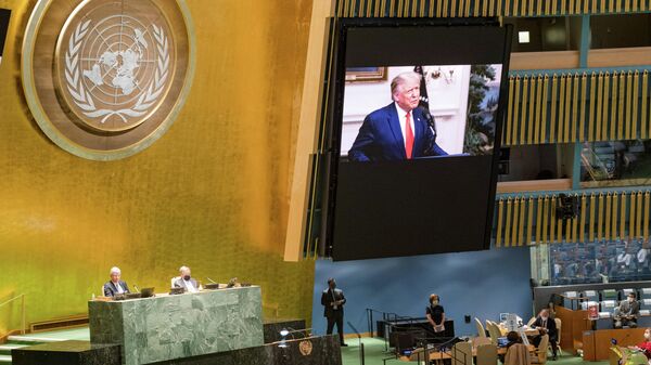 Трансляция обращения президента США Дональда Трампа к Генассамблее ООН