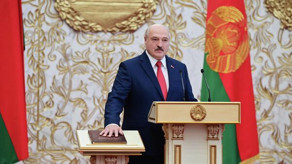 Президент Белоруссии Александр Лукашенко на церемонии инаугурации в Минске