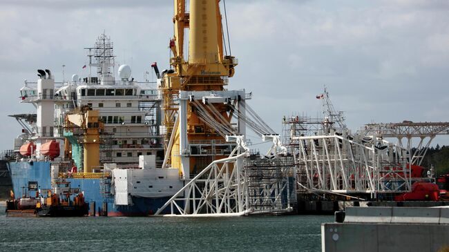 Российское трубоукладочное судно Академик Черский, которое может быть использовано для завершения строительства газопровода Северный поток - 2 Балтийское море