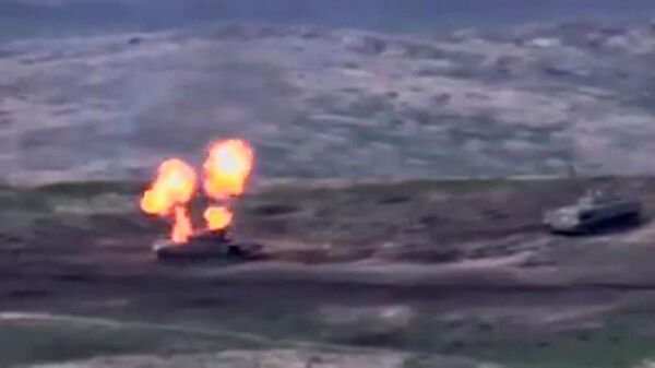 Боевые действия в Нагорном Карабахе. Стоп-кадр видео