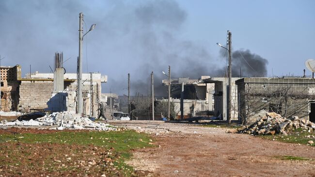 Разрушенные дома в Сирии на юго-востоке провинции Идлиб