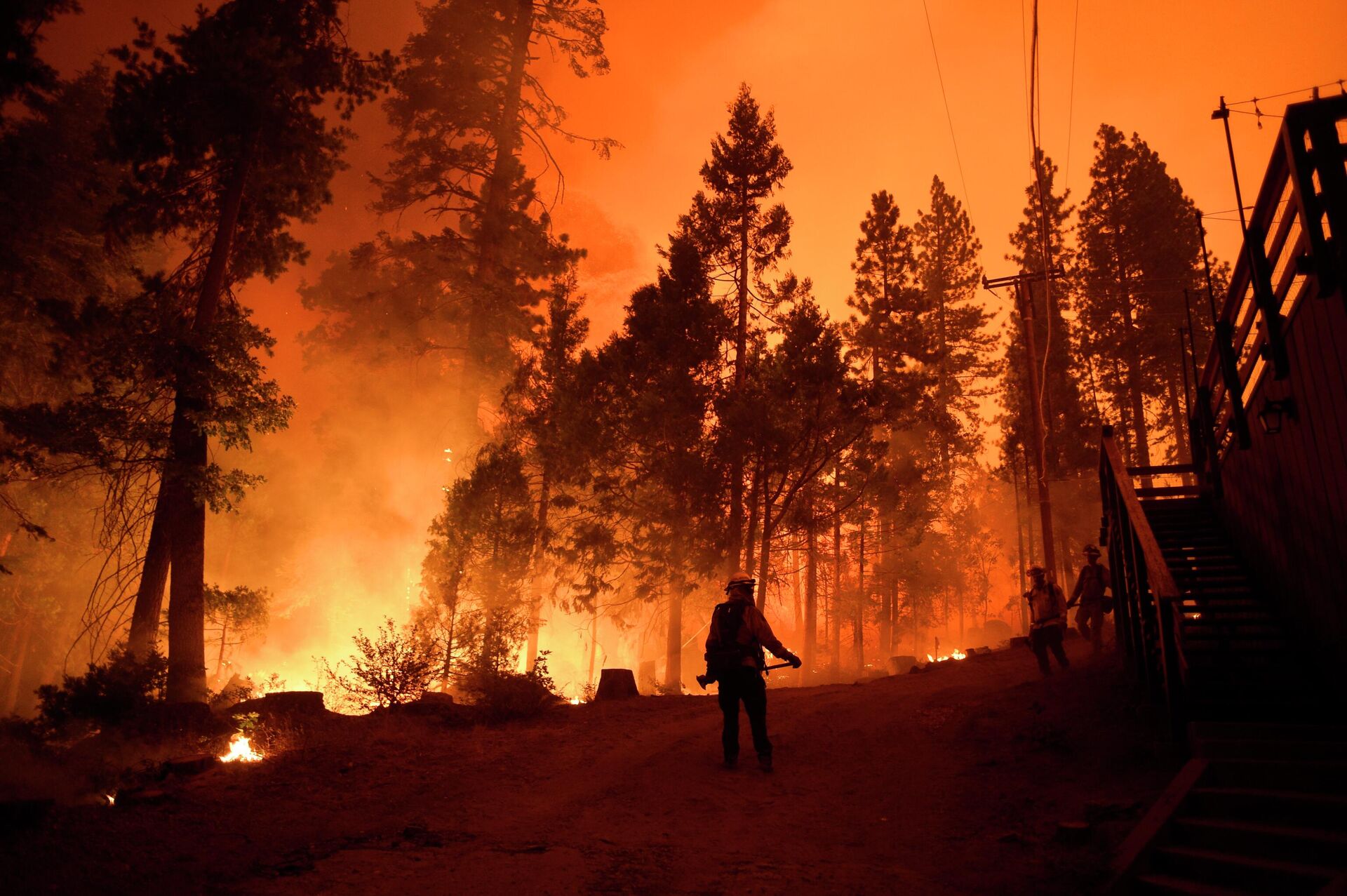 Пожарные во время тушения лесного пожара в штате Калифорния - РИА Новости, 1920, 22.12.2020